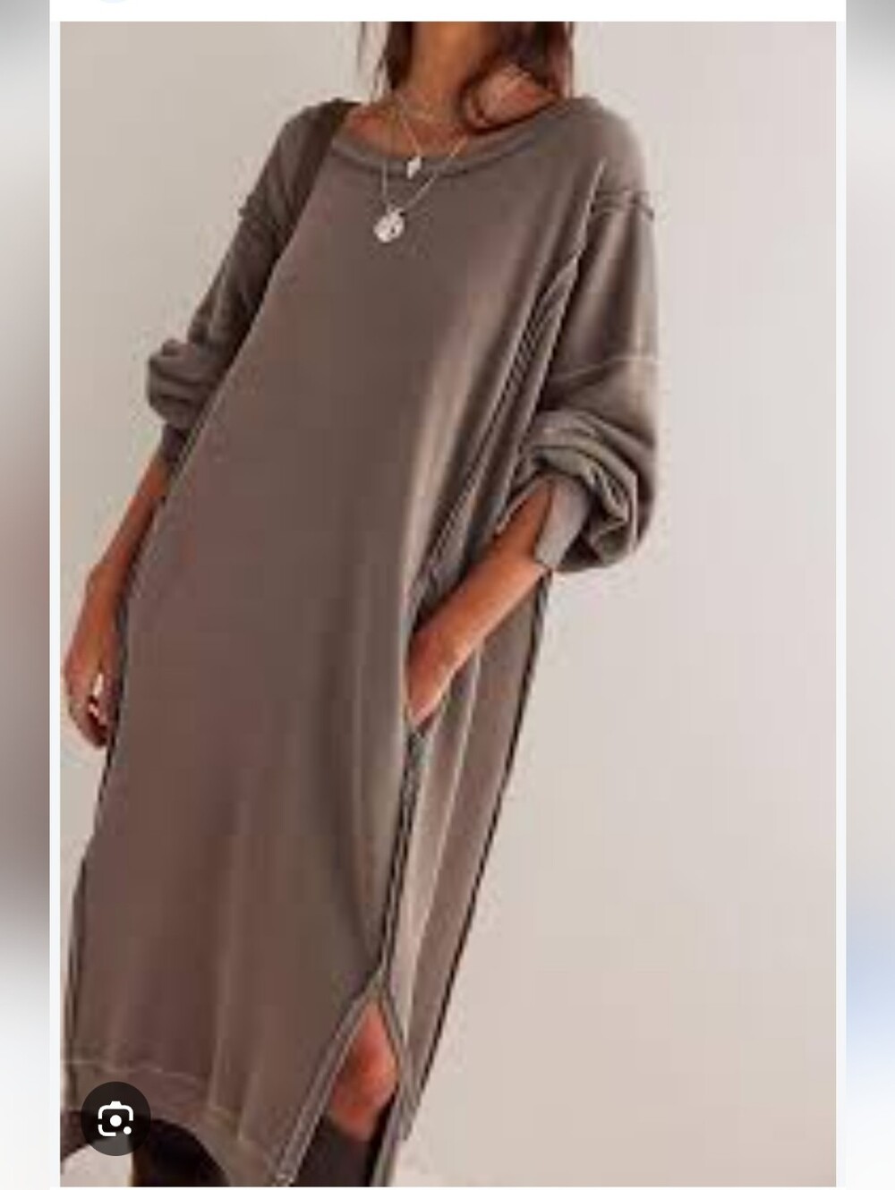 We The Free Camden Maxi Sweatshirt Free People XL Gray Green